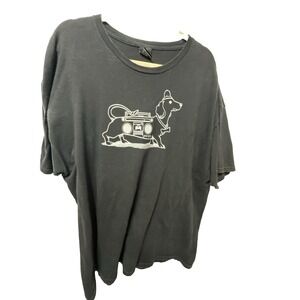 Weiner Dog Wearing a Boombox Graphic Black 2XL Upper Playground T-shirt